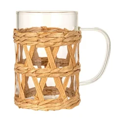 Hello Honey® 10oz. Clear Glass Mugs with Natural Woven Sleeves, 12ct.