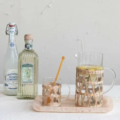 Hello Honey® 10oz. Clear Glass Mugs with Natural Woven Sleeves, 12ct.
