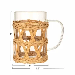 Hello Honey® 10oz. Clear Glass Mugs with Natural Woven Sleeves, 12ct.