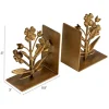Hello Honey 2-Piece Cast Metal Flower Bookends, Gold Finish