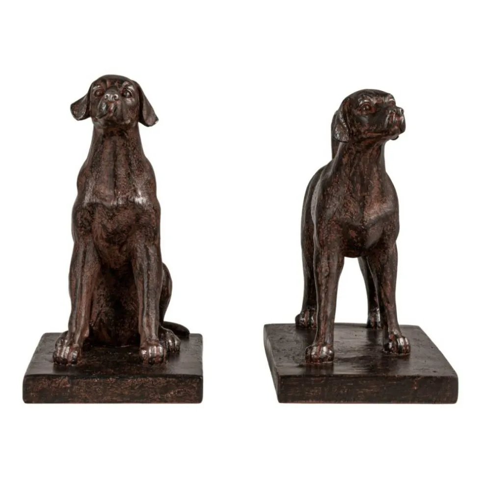 Hello Honey 2-Piece Resin Dog Bookends, Black