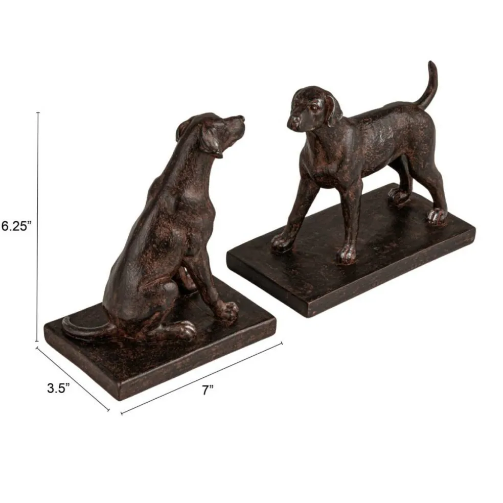 Hello Honey 2-Piece Resin Dog Bookends, Black