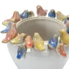 Hello Honey® 6'' Reactive Glaze Stoneware Planter with Birds on Rim