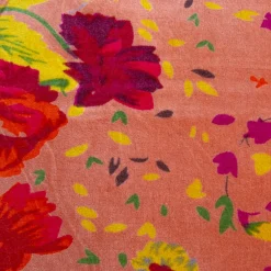 Hello Honey® Red Floral Printed Chambray Back & Ruffle Cotton Velvet Pillow