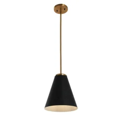 Hello Honey® Robert Stevenson Lighting Beckett Black & Brushed Gold Metal Ceiling Light with Shade