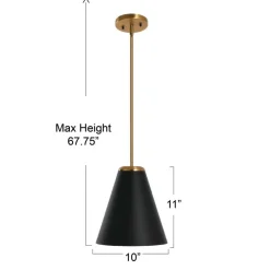 Hello Honey® Robert Stevenson Lighting Beckett Black & Brushed Gold Metal Ceiling Light with Shade