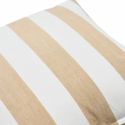 Hello Honey® 20'' Square Beige Striped Cotton Pillow Cover