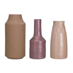 Hello Honey Various Round Stoneware Vases in Reactive Glaze, Multicolor, Set of 3
