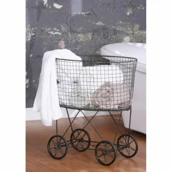Hello Honey® 27" Vintage Reproduction Metal Laundry Basket on Wheels