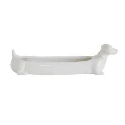 Hello Honey® White Ceramic Dachshund Cracker Dish