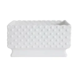 Hello Honey® 11" White Hobnail Rectangle Ceramic Planter