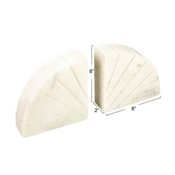 Hello Honey® 6" White Modern Arched Semicircle Marble Bookend Set