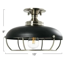 Hello Honey® 13" Wide Caged Dome Metal Semi-Flush Mount Ceiling Light