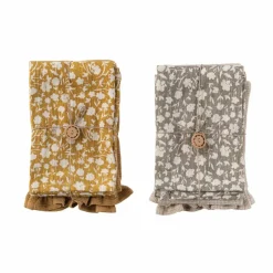 Hello Honey® Yellow & Gray Flower Print & Jute Rope Cotton Decorative Tea Towels Set