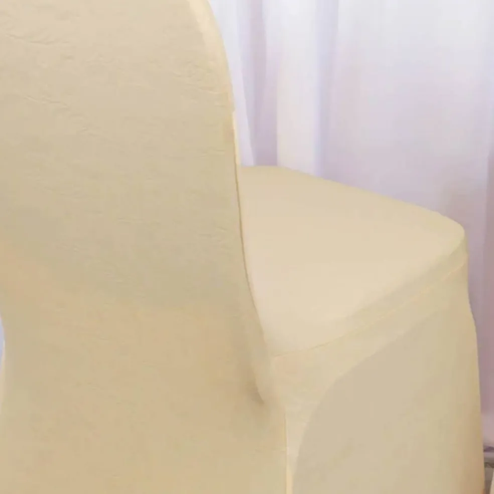 Heritage Embossed Spandex Banquet Seat Cover Champagne