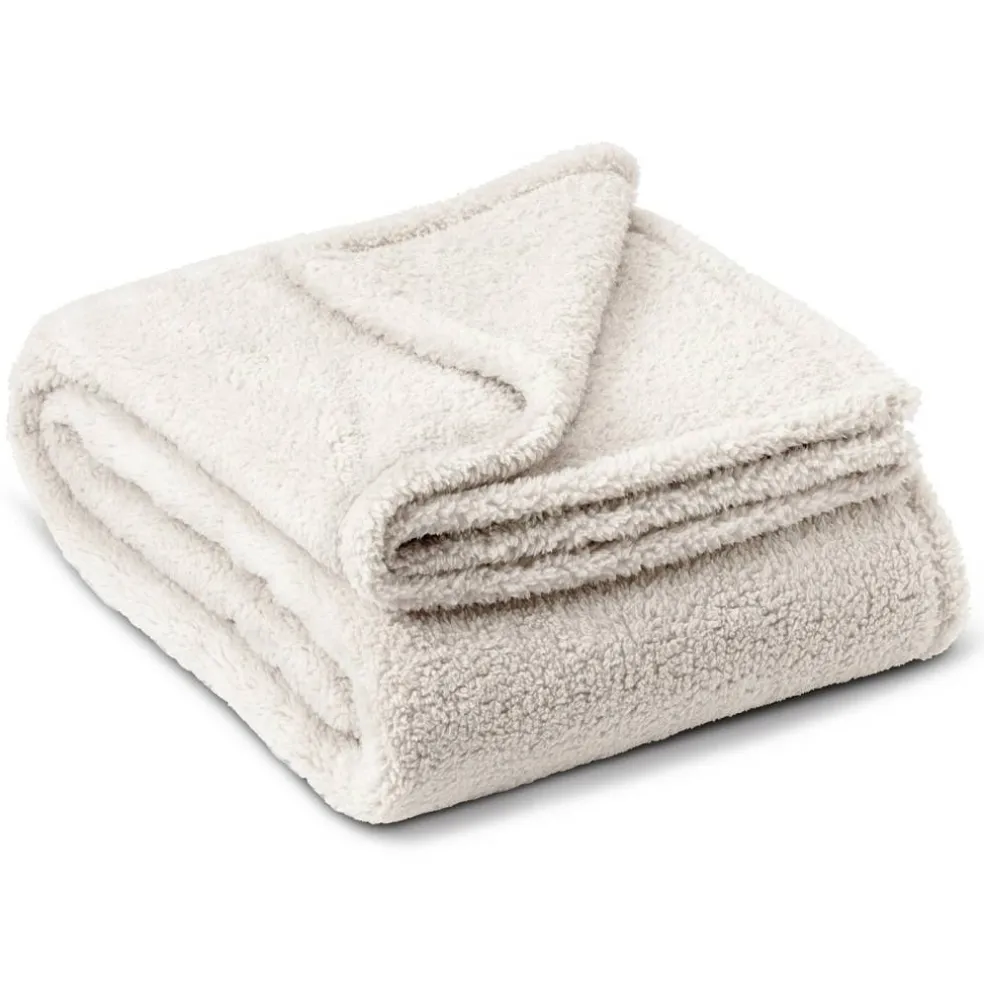 HGTV Teddy Sherpa Fur Throw Blanket 50 x 70 inches