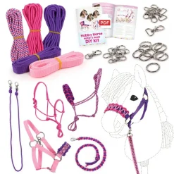 Hobby Horse Halter Making Kit, Rope Halters, Leads, Aqua/Pink Polypropylene (Instructions Included)