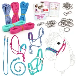 Hobby Horse Halter Making Kit, Rope Halters, Leads, Aqua/Pink Polypropylene (Instructions Included)