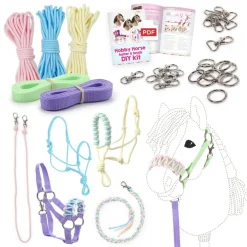 Hobby Horse Halter Making Kit, Rope Halters, Leads, Aqua/Pink Polypropylene (Instructions Included)