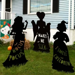Hocus Pocus Halloween Decorations Outdoor, 3 Pack Extra Large Witch Silhouette Yard Signs with Stakes, Black Corrugated Plastic Halloween Lawn Decor for Home, Party, Garden & Haunted House