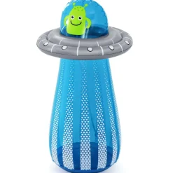 H2OGO! Inflatable Bop Bag Sprinkler - UFO Blaster - 24x47" Blue & Grey, Alien Space Ship Sprays Water, Punch-Push-Kick, In-Outdoor Play Toy, Kids 3+