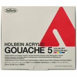 Holbein Artist Acrylic Gouache Primary 5 Mixing Colors Set