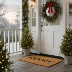 Home Christmas Wreath Doormat