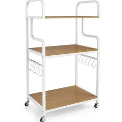 Home Office Rolling Printer Stand 3-Tier with Storage Shelves