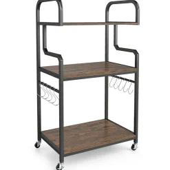 Home Office Rolling Printer Stand 3-Tier with Storage Shelves