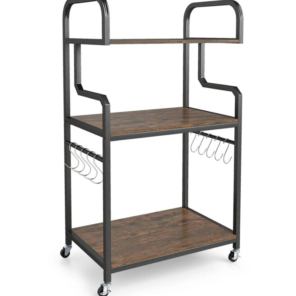 Home Office Rolling Printer Stand 3-Tier with Storage Shelves