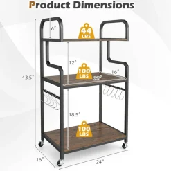 Home Office Rolling Printer Stand 3-Tier with Storage Shelves