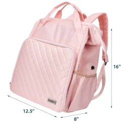 HOMEST Knitting Bag Backpack, Crochet Storage Organizer, Large Yarn Holder with Custom Front Pocket for Crochet Accessories and Supplies, Pink
