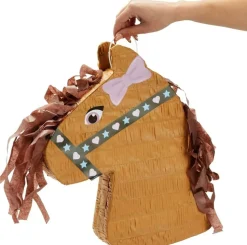 Horse Pinata for Western Cowboy Birthday Party, Brown Floral Pony Pinata for Cowgirl Farm Theme Decorations, Fillable Paper Party Game Supplies (12 x 16 x 3 Inch)