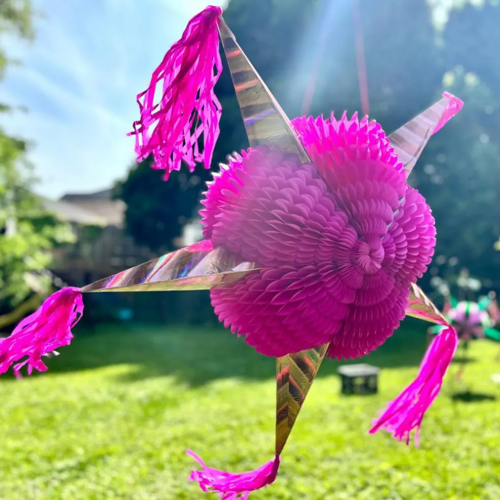 Hot Pink Piñata - Extra Large Mexican Pinata - 32-inches from Tip-to-Tip - Ships Folded
