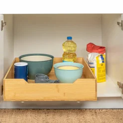 Household Essentials Glidez Bamboo & Steel Slide-Out Storage Organizer