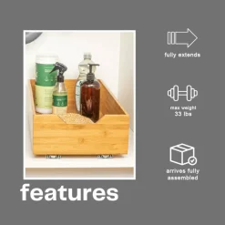 Household Essentials Glidez Bamboo & Steel Slide-Out Storage Organizer