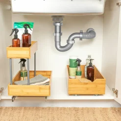 Household Essentials Glidez Bamboo & Steel Slide-Out Storage Organizer