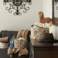 Household Essentials Round Hat Boxes with Lids (Floral)
