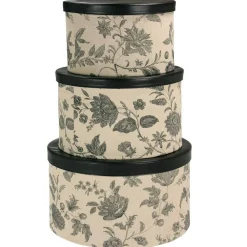 Household Essentials Round Hat Boxes with Lids (Floral)