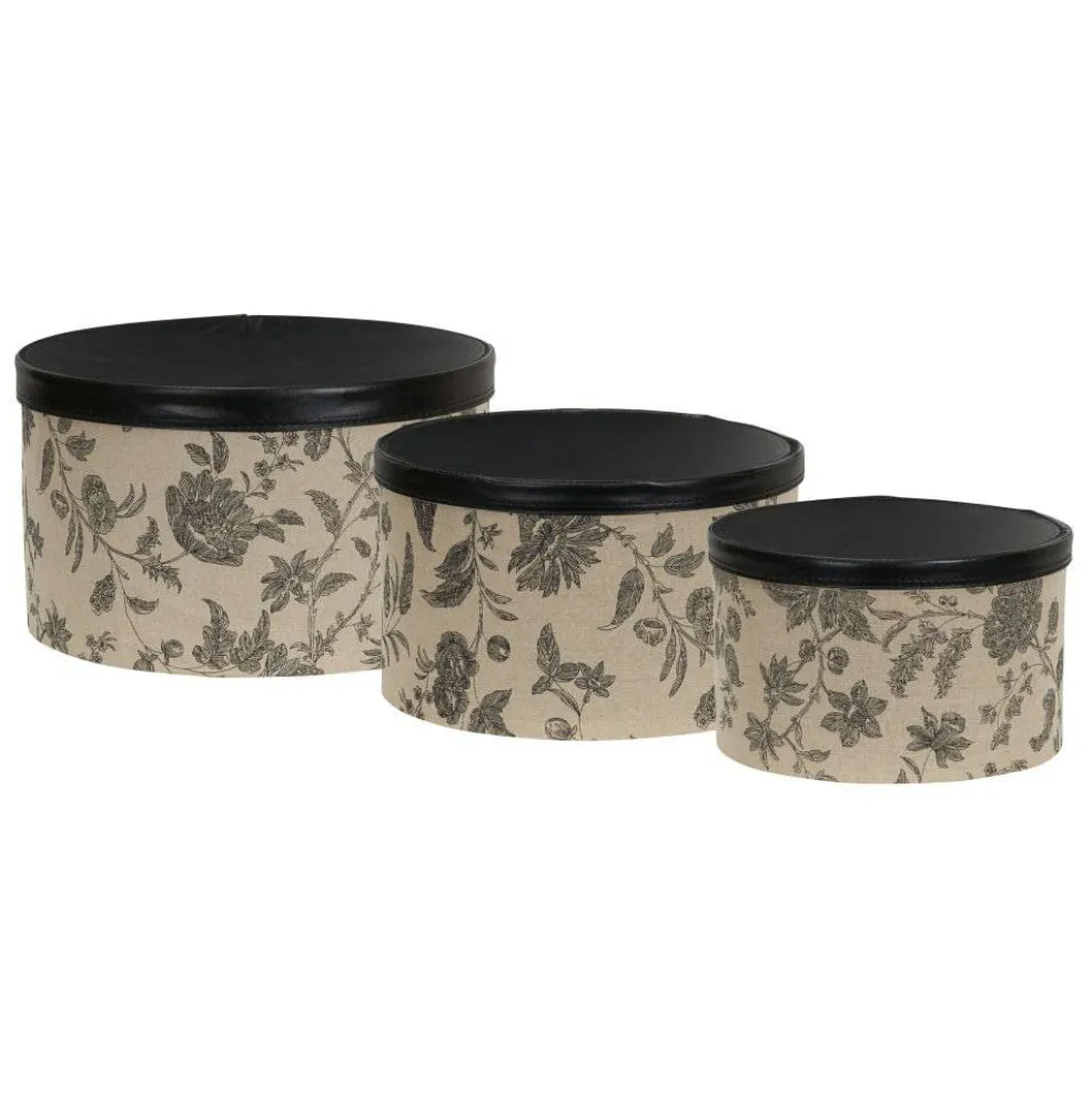 Household Essentials Round Hat Boxes with Lids (Floral)