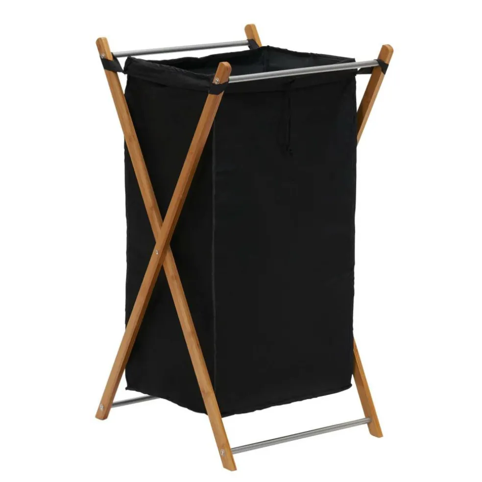 Household Essentials Small Black Collapsible X-Frame Laundry Basket