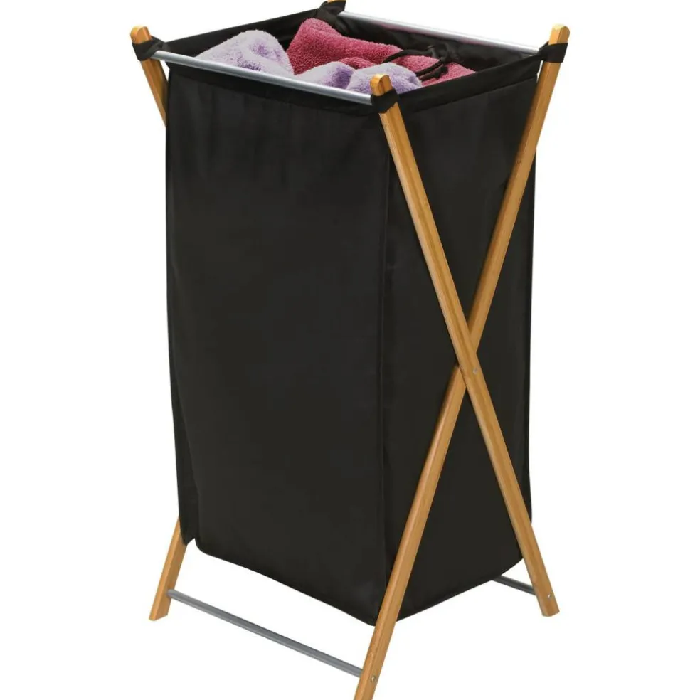 Household Essentials Small Black Collapsible X-Frame Laundry Basket