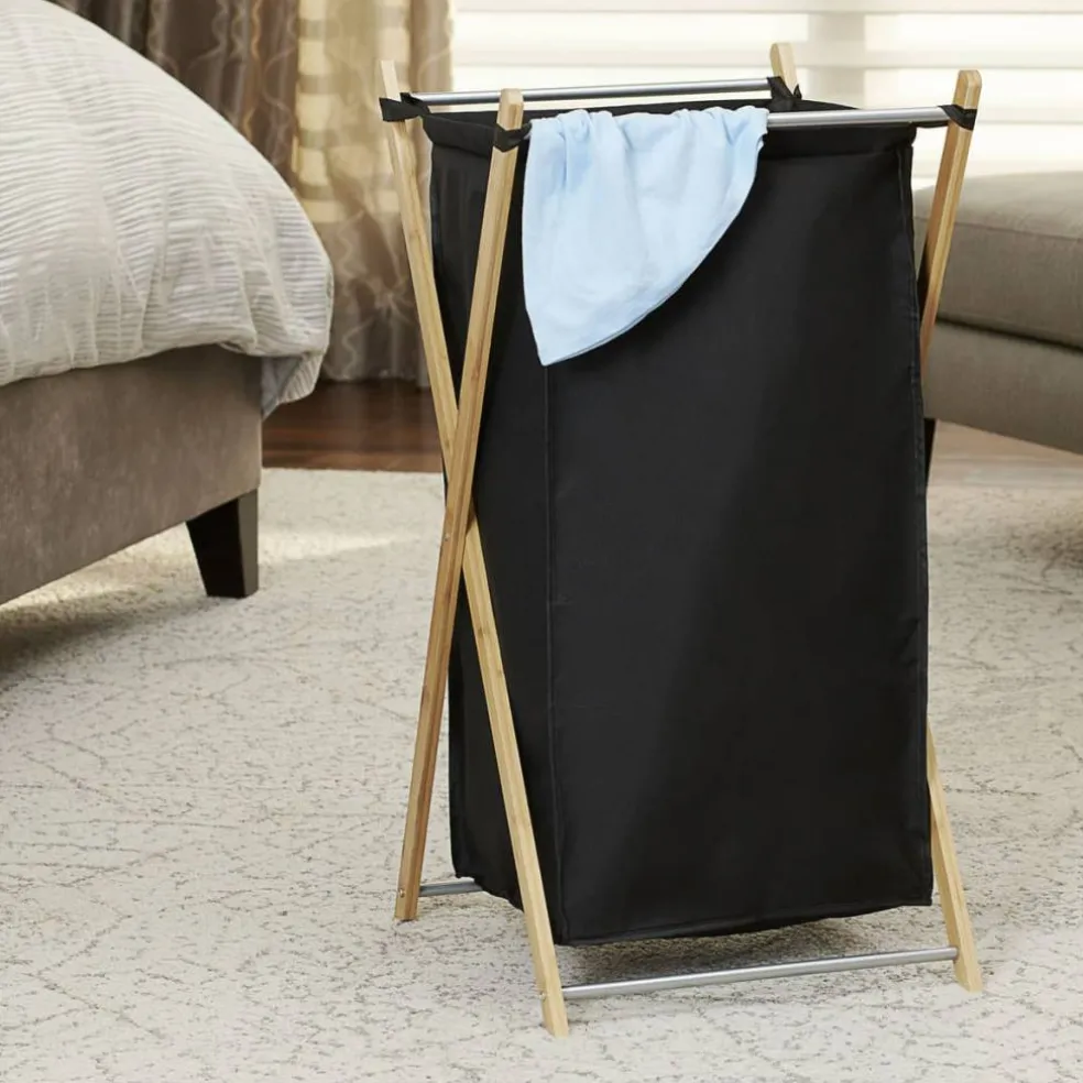 Household Essentials Small Black Collapsible X-Frame Laundry Basket