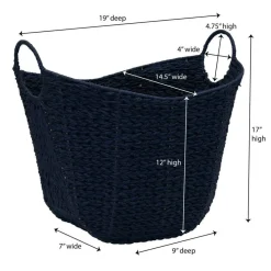 Household Essentials 17.5" Woven Paper Rope Basket with Handles