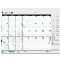 House of Doolittle 18.5 in. x 13 in. 12-Month (Jan-Dec) 2026 Recycled Desk Pad Calendar - Wild Flowers Artwork