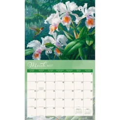 Hummingbirds | 2027 13.75 x 24 Inch (Hanging) Monthly Deluxe Wall Calendar | Featuring the Artwork of Wanda Mumm and Beth Hoselton | Linen Envelope | Foil Stamped Cover