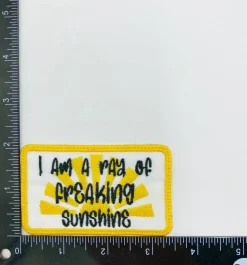 I am a Ray of Freaking Sunshine, Embroidered Iron on Patch