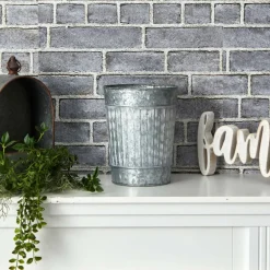 10i" Gray Farmhouse Country Pail Planter