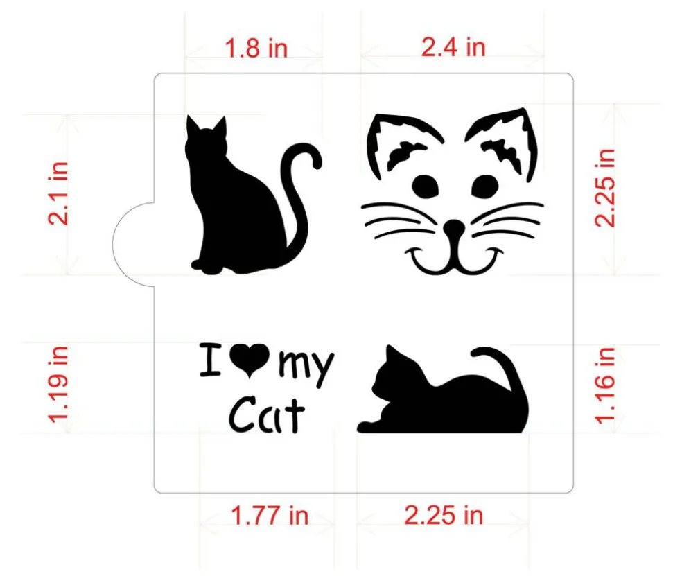 I Love My Cat Cookie & Craft Stencil | CM028 by Designer Stencils |