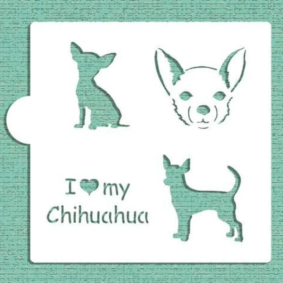 I Love My Chihuahua Cookie & Craft Stencil | CM019 by Designer Stencils | Cookie Decorating Tools |